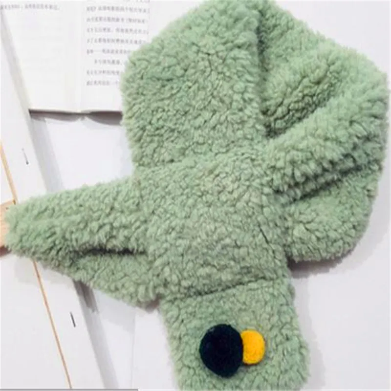 B39-green Шарф из овечьей шерсти, чистый цвет, для девочек, для маленьких мальчиков, с воротником, теплый, Восточный ворот, Осень-зима, шарф Джокера, для детей, B39 - Цвет: B39-green