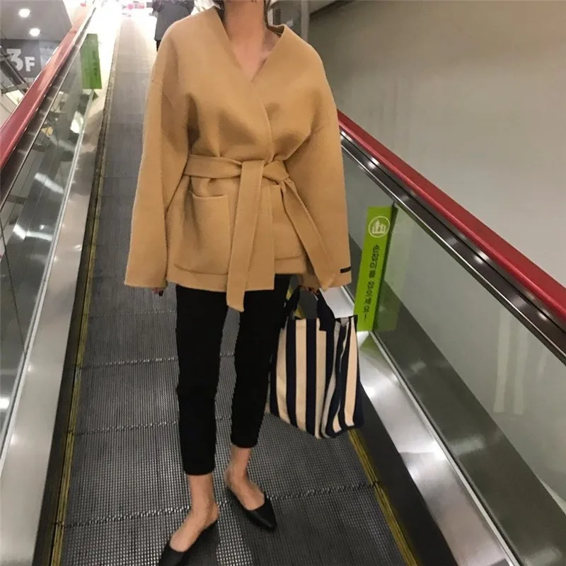 工場直売 女性用ミドル丈バスローブ 両面カシミヤコート 手縫い ロング ニューファッション 直売ファッション Ongoing Southloopmarket Com