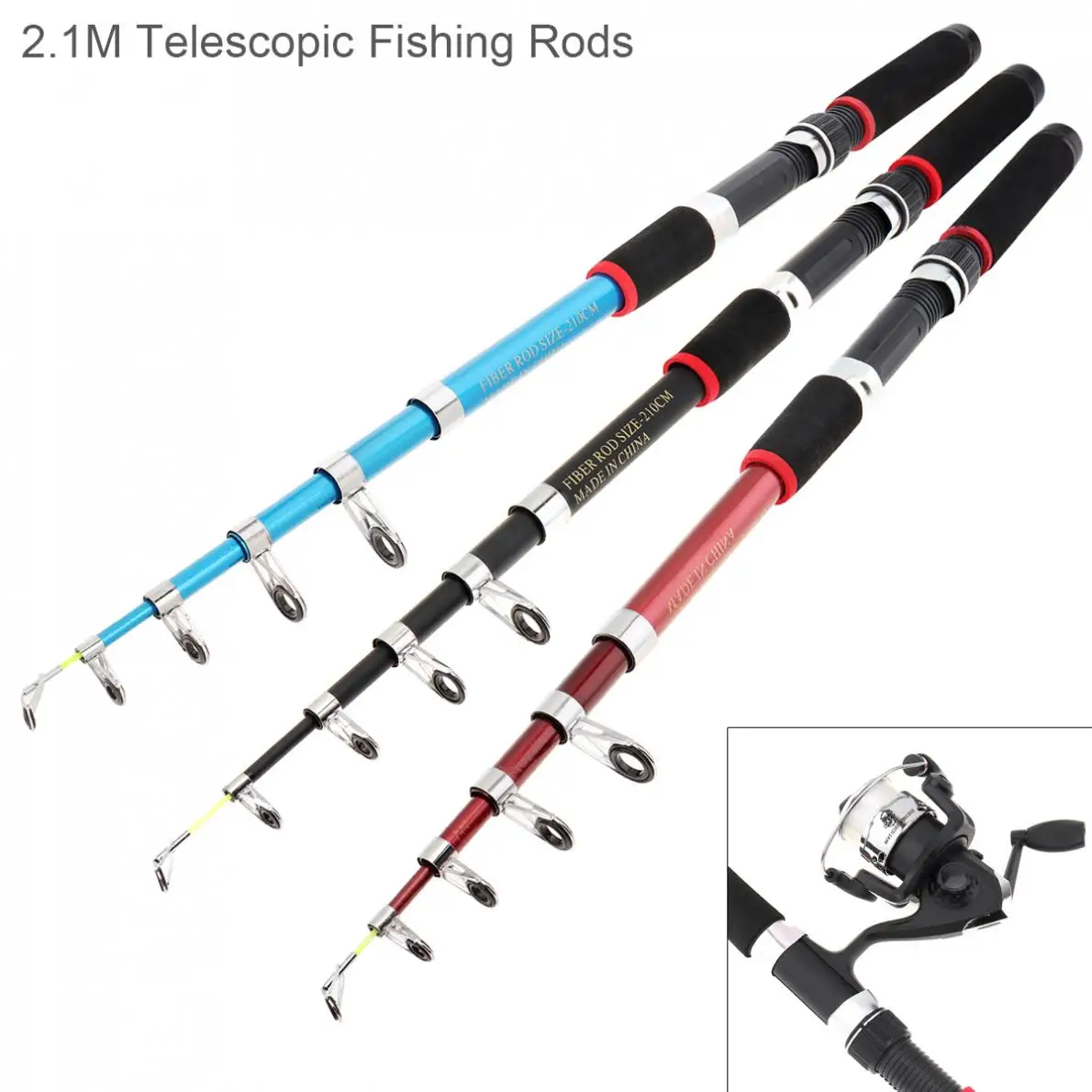 2.1m Ultra Short Telescopic Casting Fishing Rods Glass Fiber 6 Section Portable Sea Fishing Pole