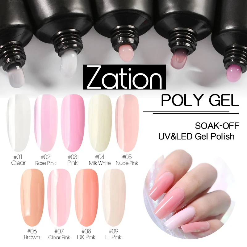 

Zation UV Gel Builder Nail Art Poly Gel Varnish Gummed False Nails for Nail Form Fiber Glass Extension Soak Off Polygel