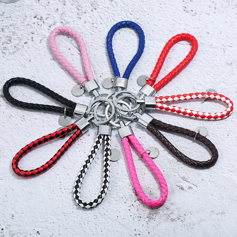 

Classic Multicolor Car Keyrings Key Chains Trinket Simple Key Chain Leather Braided Jewelry Wholesale Free shipping