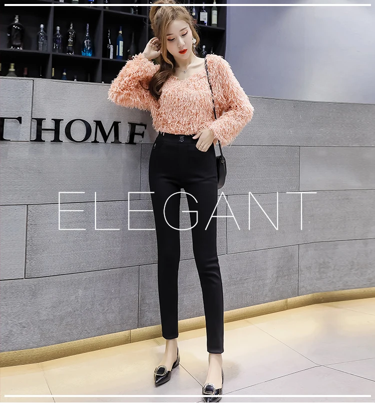 8 стилей опционально осень зима новые женские стрейч облегающие джинсы женские брюки, большой размер высокая талия черные узкие брюки карандаш