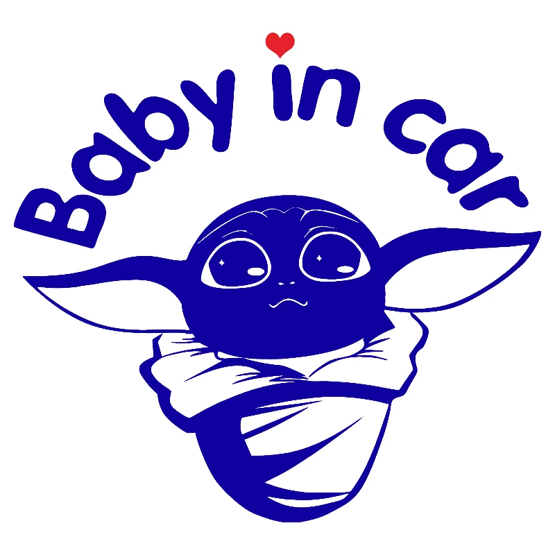 Baby Yoda Figure 'Baby In Car.On Board.Kid Inside' Star Wars Stickers Car Window Computer Waterproof Fashion Sticker 15cm*15cm
