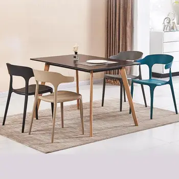 

Modern minimalist plastic chair home dining chair nordic leisure creative small chair lazy back stool net red