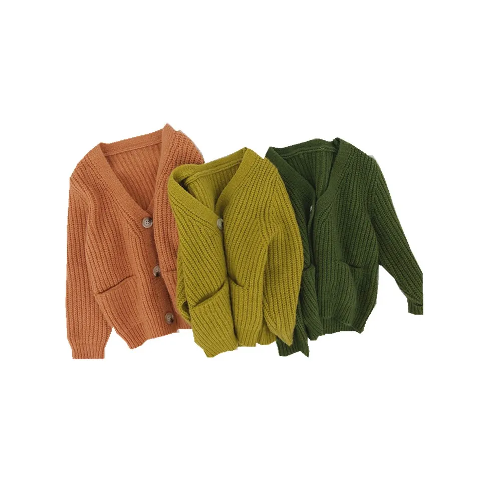 1811 детский корейский свитер кардиган осень девочки натуральный цвет мягкий Свободный вязаный жакет детские свитера Одежда для девочек