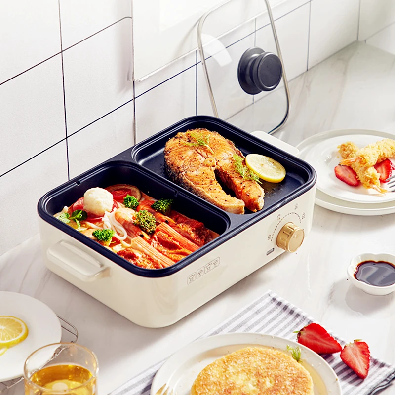 Household Multi-function Grilled Hot Pot Barbecue Roasting One Pot Barbecue Oven Barbecue Electric Baking Pan Net Red Pot