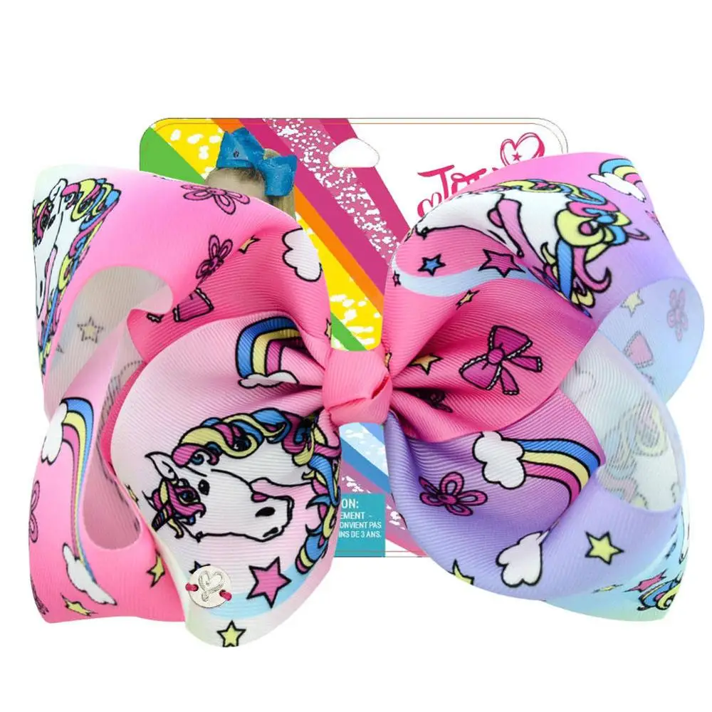 833-j-5 1 шт. " Большой JoJo Siwa банты Радужный Единорог бант-узел корсажная лента с рисунком ленты банты для волос с зажимом Детские аксессуары для волос - Цвет: 833-j-5