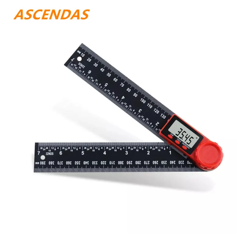  ASCENDAS 360 degree LCD Display Carbon Fiber Digital Angle Ruler Inclinometer Goniometer Protractor