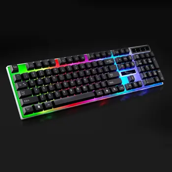 

104 Keys USB Wired Mechanical Suspended Keyboard LED Colorful Backlight Gaming Keyboard Waterproof For PC Computer Gamer