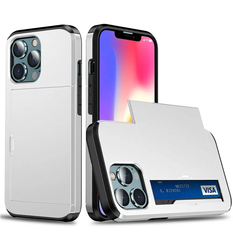 11 phone case Armor Slide Card Slot Phone Case For iPhone 12 11 Pro Max XR XS Max X 7 8 Plus 12 11 Pro 11 13 Pro Max Shockproof Card Bag Cover cases for iphone xr