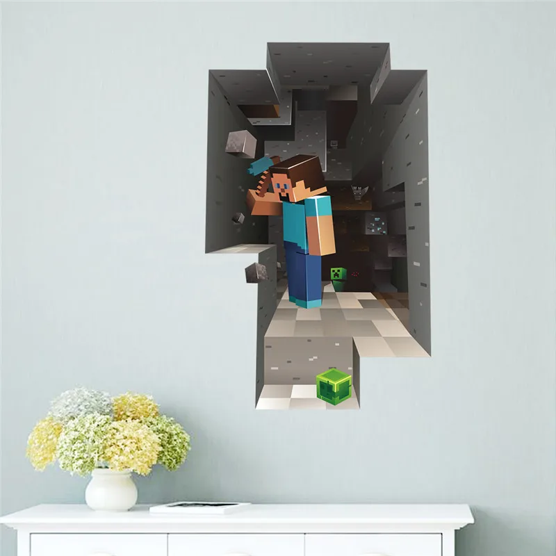 Cartoon Steve and Creeper Game Wall Sticker Sandbox Game Poster Modern Home Decor wall stickers for kids rooms