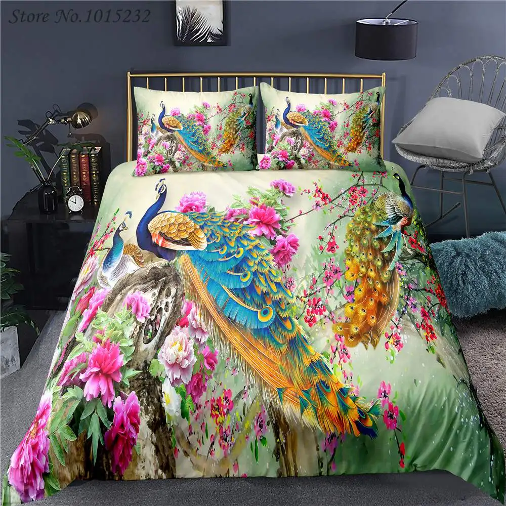 

Peacock 3D Printed Bedding Set Duvet Covers Pillowcases Comforter Bedding Set Bedclothes Bed Linen 04