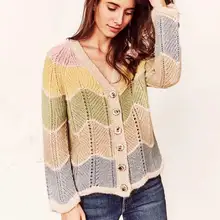 Богемный Вдохновленный полосатый кардиган, Женский однобортный Вязаный Кардиган с длинным рукавом, свитер, зимний Кардиган, вязаная одежда для женщин