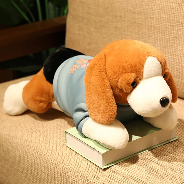 40-80CM Kawaii Stuffed Dog Plush Toy Lying Beagle Puppy Dog with Clothes Soft Pillows Cute Animals Doll Baby Girl Birthday Gift