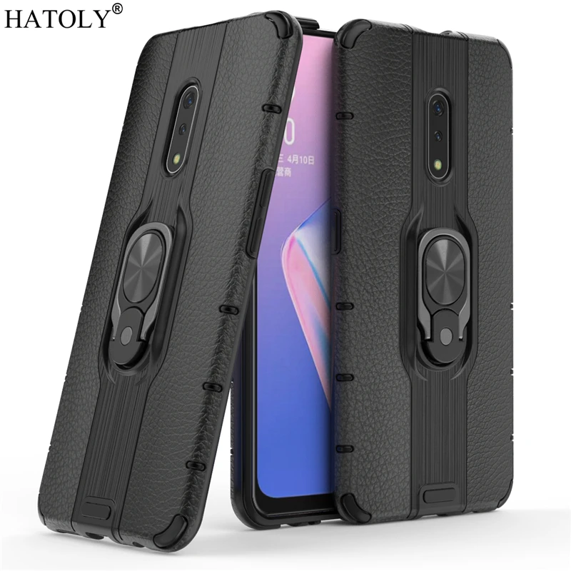 

For OPPO Realme X Case For OPPO Realme X Protective Case Finger Ring Silicone PC Armor Shell Hard Back Phone Case For Realme X