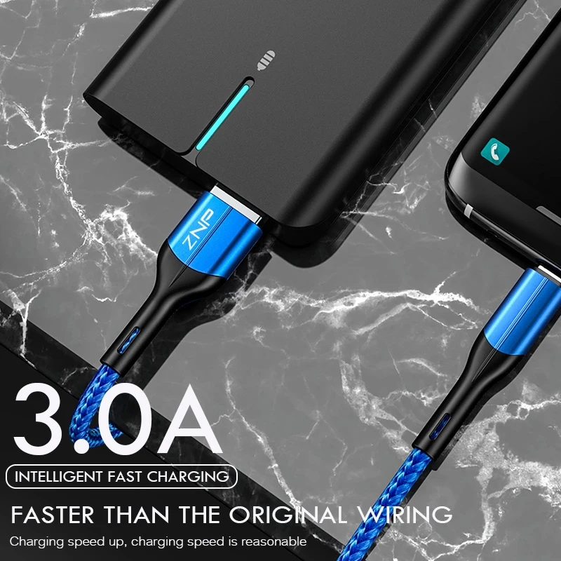 ZNP usb type-C кабель для huawei P30 P20 Honor 20 10 3A Быстрая зарядка мобильного телефона USB C кабель для samsung S10 S9 S8 type-C кабель