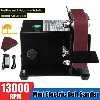 

13000RPM Mini Electric Belt Sander Adjustable Speed Positive Negative Rotation DIY Polishing Grinding Machine Belt Sanding Tool