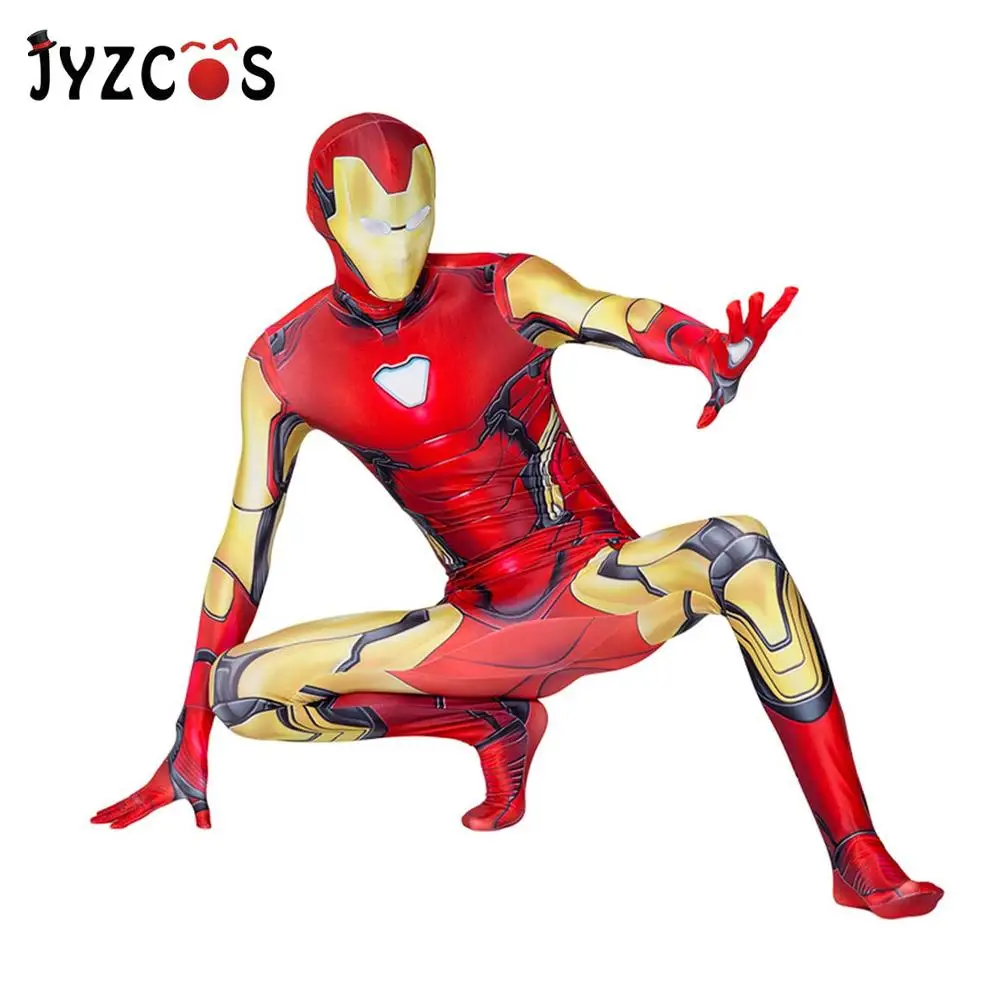 JYZCOS костюм для косплея Железного человека Мстители 4 супергерой Тони Старк зентай облегающий костюм на Хэллоуин костюм комбинезон для взрослых детей