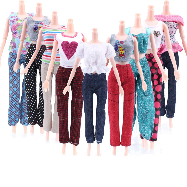 

Handmade fashion clothing short skirt cartoon cute pattern T-shirt leggings long pants accessories barbies doll toy clothes