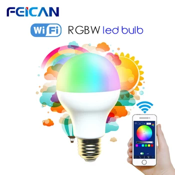 

FEICAN RGBW WIFI LED Bulb Dimmable LED Lamp RC Colorful Light 240V 7W 9W Support IOS/Android APP Control E27 Version LED Lamp