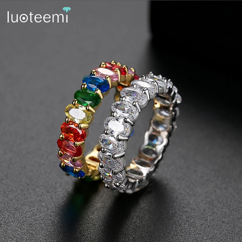 LUOTEEMI модные роскошные радужные разноцветная подвеска багет Кубический Цирконий