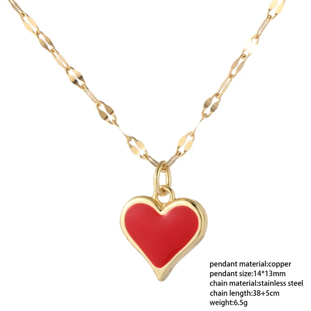 Red Heart Love Pendant Necklace for Women Choker Long Chains Neck Lace Gold Collar Lovers Gift Boho Party Fashion Jewelry 2021 NK005G1