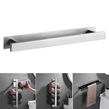 Punch-Free Stainless Steel Bathroom Towel Bar Toilet Towel Rack Towel Ring Bath Towel Storage Rack