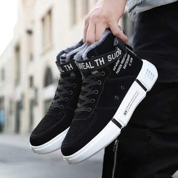 

Men Shoes Mens Boots High Top Sneakers Plus Cashmere Winter Boots Men Round Toe Outdoor Casual Zapatos De Hombre Dropshipping