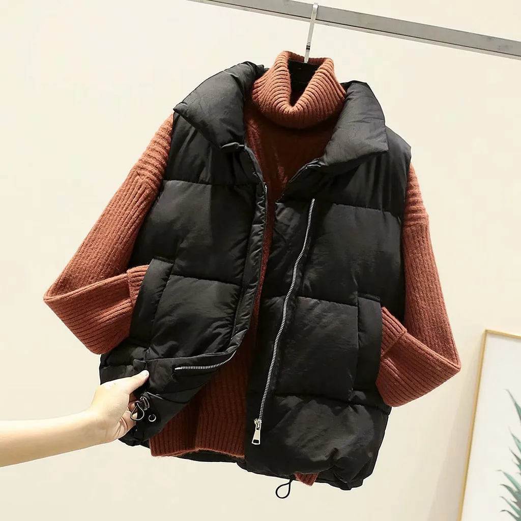 JAYCOSIN ladies sleeveless high-neck down vest short fashion zipper warm casual vest loose hot jacket wild 2019 new daily