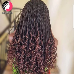 INS FACING Senegalese Twist Crochet Hair Wavy Ends Curly Synthetic Braids Hair High Temperature Kanekalon Ombre Hair Extensions