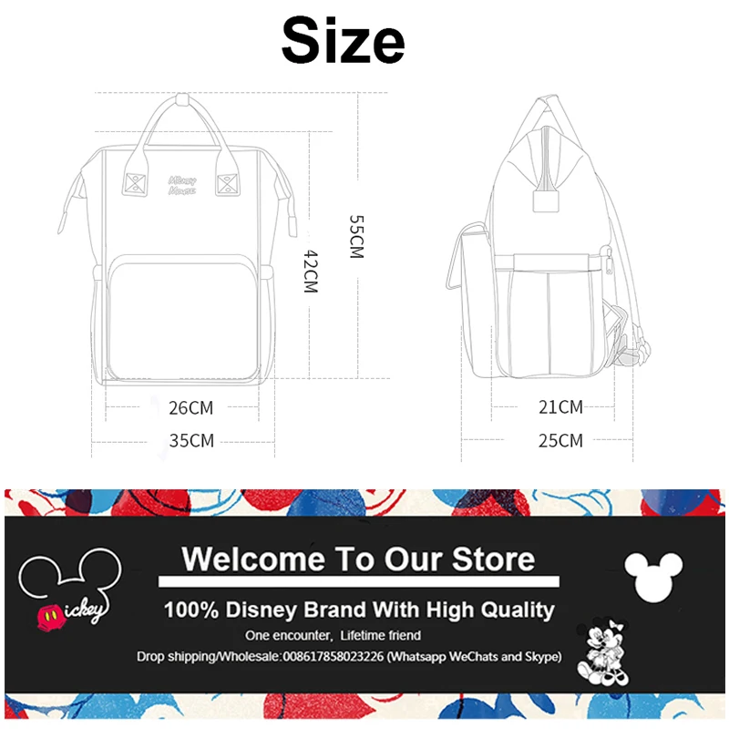 Skup Disney Cute Minnie Mickey czerwona torba na pieluchy wodoodporna opieka nad dzieckiem torba dla mamy plecak dla matki duża torba na pieluchy w paski łuk Dot Smile