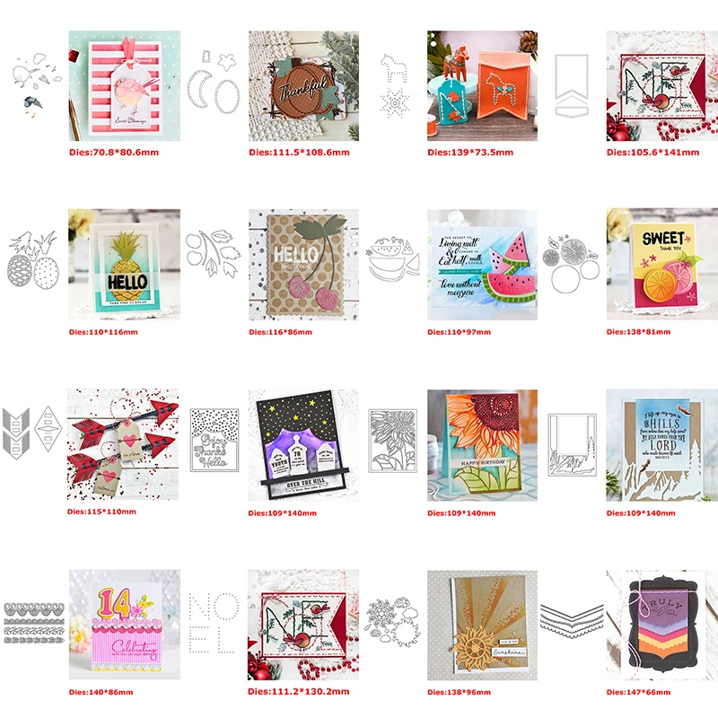 Cutting Dies Fruits Pineapple Cherry Lemon Bird Horse Mixed Geometry Tag Scallop Lace Edge Doodle Cover Frame 2020 #22 Cutting Dies Fruits Pineapple Cherry Lemon Bird Horse Mixed Geometry Tag Scallop Lace Edge Doodle Cover Frame 2020 #22