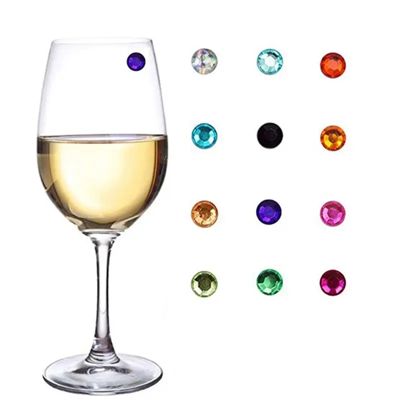 12PCS New Fashion Mini Christmas Goblet Markers Magnetic Acrylic Wine Glass Charms Decorations Wine Cup Accessories For Bar
