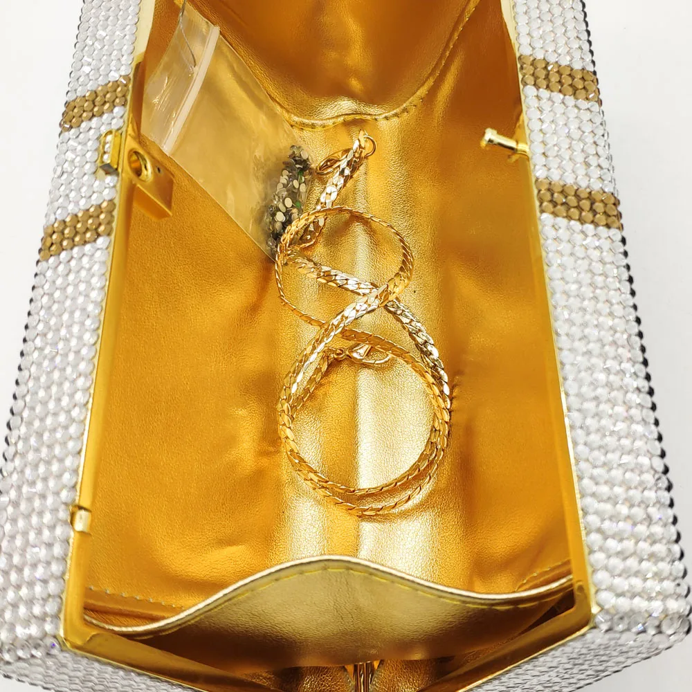 Двойной цветок USD100 значение наличные женщины кристалл коробка клатч вечерние сумочки-косметички Свадебная вечеринка кошелек с ромбовидными кристаллами и ручками