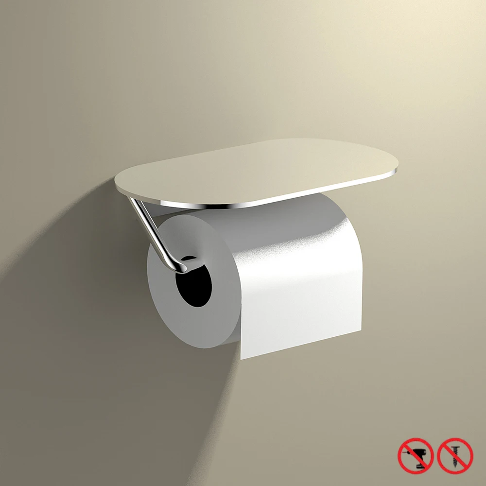 Euro Style Aluminum Bathroom Sets Toilet Paper Holder Free Punch Towel Bar White Makeup Shelf Shampoo Rack 3M Tape