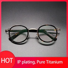 Retro Handmade Acetate Fiber Round Frame Personality Glasses Frame Men and Women Luxury Brand Prescription Optical Glasses Frame