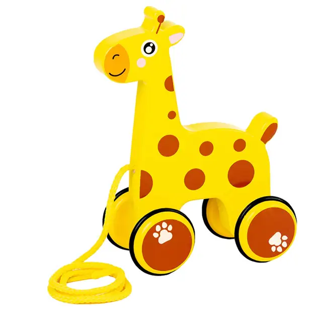 Baby Pull Rope Walking Toy Creative Cartoon Puppy Duck Giraffe Fawn Drag Car Animal Pull Rope Toy Car Children Toy 6