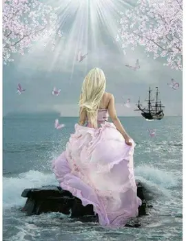 

Diamond Painting 5D Full Square/Round Drill Seaside Beauty Back Daimond Embroidery Painting Cross Stitch Mosaic Wall Art M1825