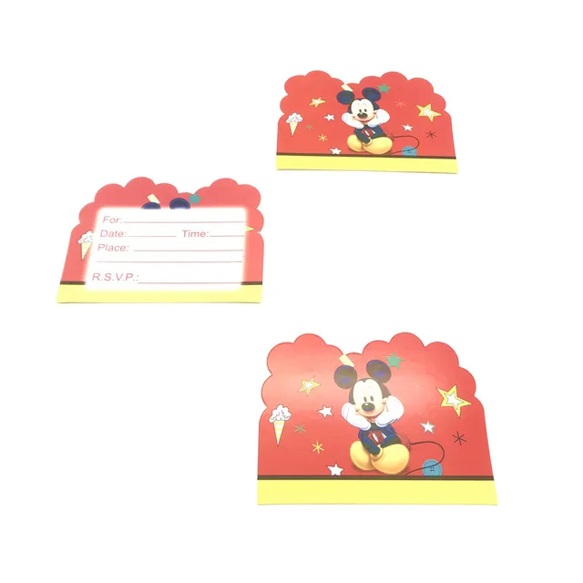 Cartes D Invitation Mickey Mouse Rouge 10 Pieces Decorations De Fete D Anniversaire Une Page Fournitures De Fete Pour Enfants Carte Reception Cadeaux Pour Bebe Aliexpress