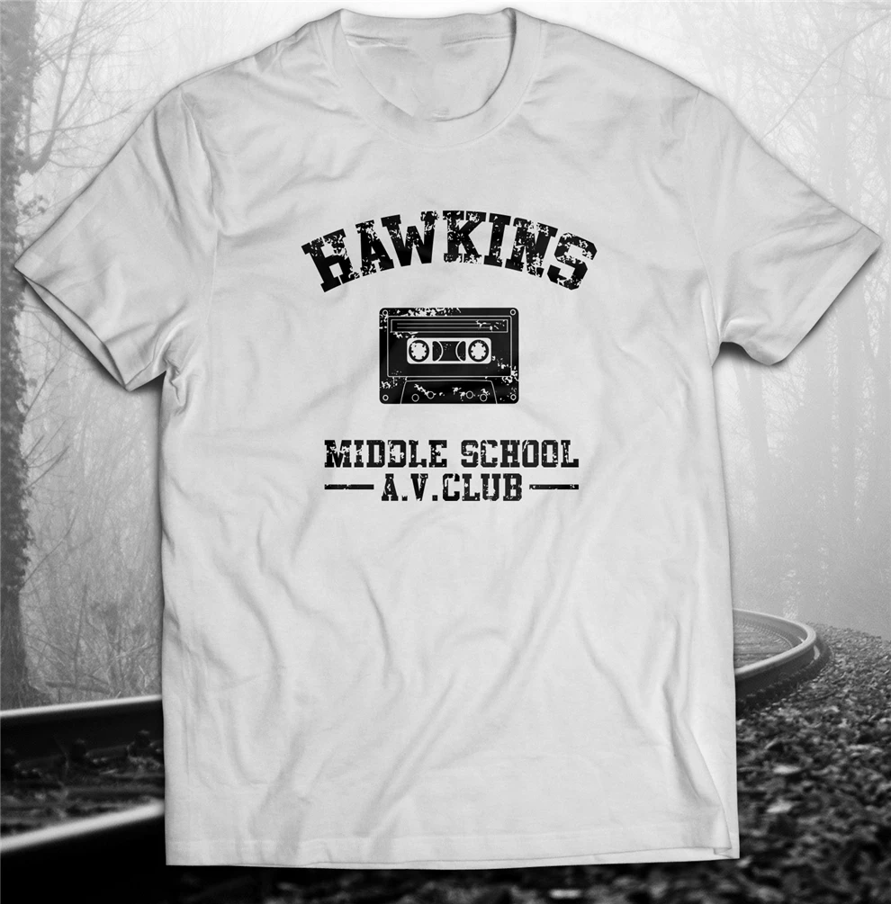 Hawkins Middle School T-Shirt- Unisex Sci Fi Things Tv Shows Stranger Christmas New Funny Tops Tee Shirt | Мужская одежда