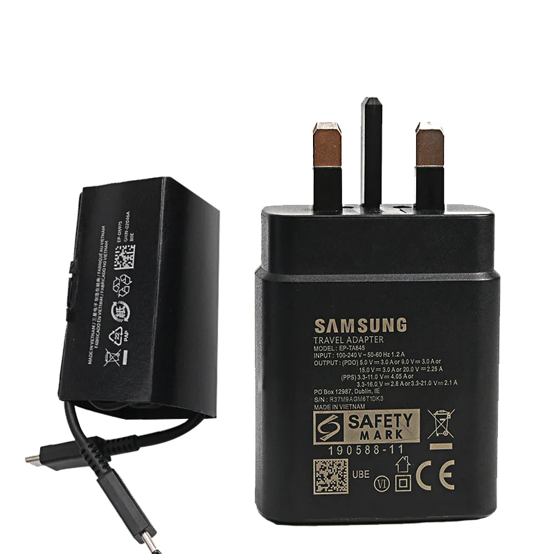 45W UK Plug Original Samsung Super Fast Charger Adaptive With PD Type C To Type C Cable For Galaxy S21 S20 A72 A71 A91 Note10 best 65w usb c charger Chargers