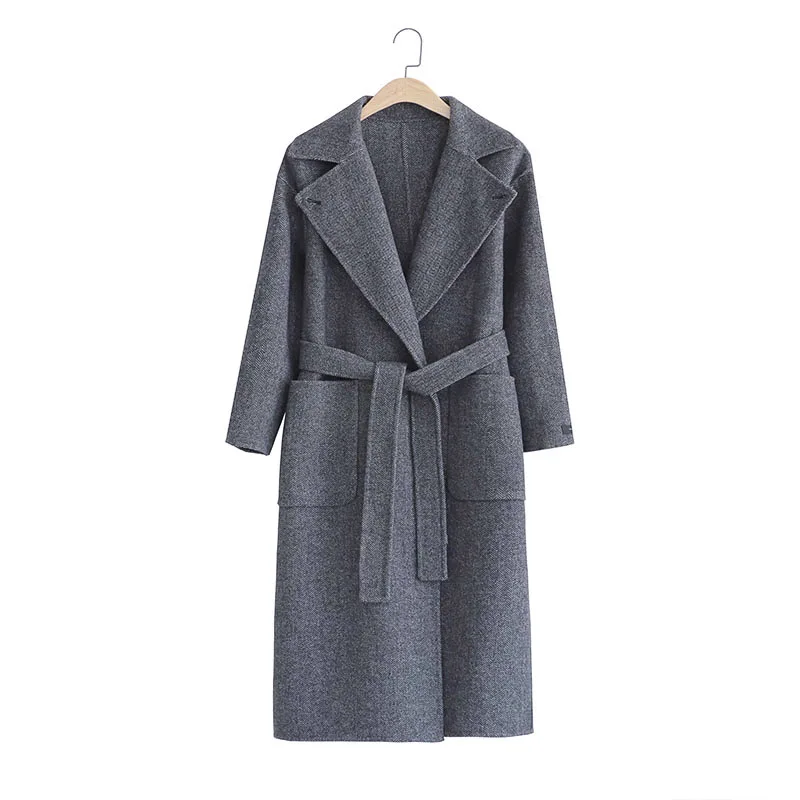 

New Herringbone Wool Overcoat Double-sided Wool Cashmere Mid-long Sheep Wool Overcoat Woman 2019 Long Ful Women Coat
