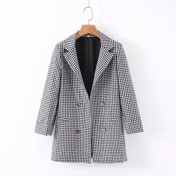 

Autumn Office Lady Plaid Blazer Women Suit Blazers Mujer Formal Jackets Women Grid Suit