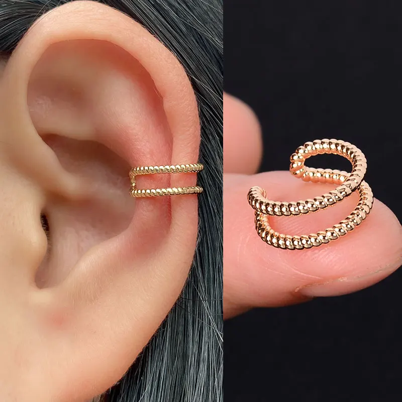 1 Pc Stackable Cuff Wrap Clip On Earrings Women Girls Climber Ear Cartilage Bone Clips Fake Earing Non Piercing Without Holes