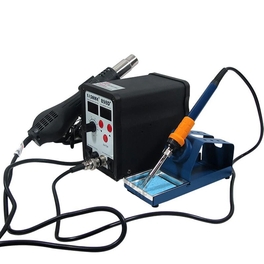 Паяльная станция Saike 898D + паяльная с светодиодный феном и ЖК дисплеем улучшенная