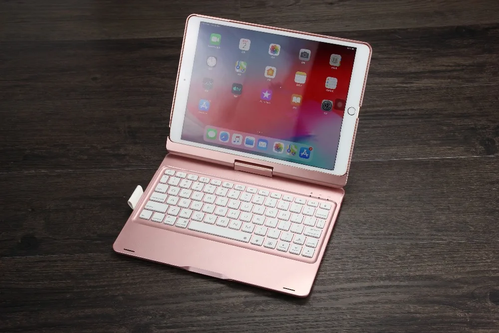 360 Вращающийся чехол-клавиатура с подсветкой для Apple iPad 10,2 7-го поколения A2197 A2198, чехол-накладка с карандашом