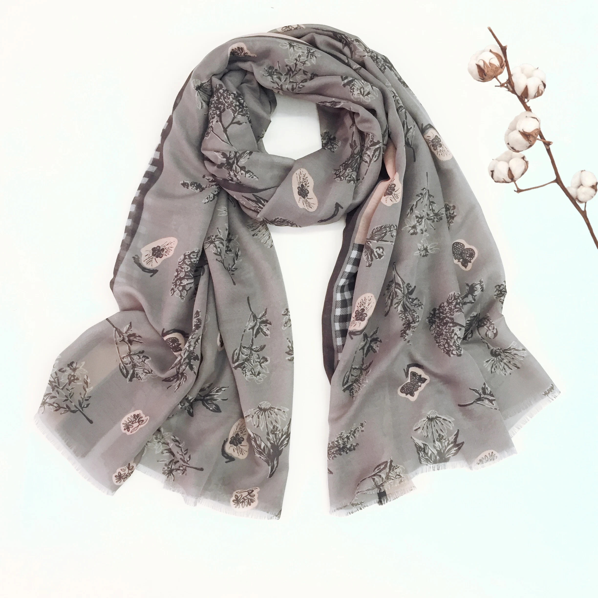 Новинка 2019 модные шарфы с бахромой и маленькими цветами длинные шали мягкий