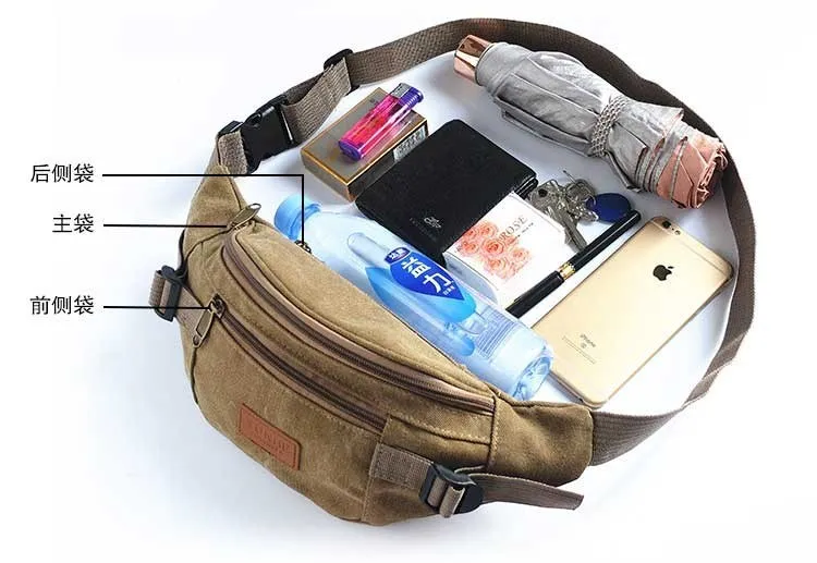 

Multi-functional Waist xiao gua bao Sports Waist Pack Men Outdoor Casual Shoulder Bag Mobile Phone Bag Shoulder Mini Canvas