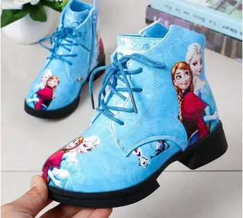 

Winter Girl Shoes Elsa Princess Short Boots Baby Cartoon Children Snow Queen Leather Martin Boots Child Shoes