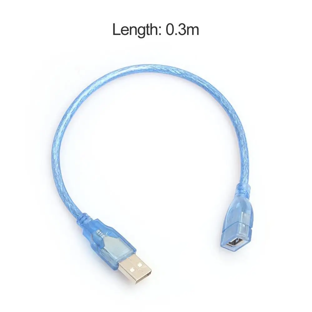 30 сантиметровый высокоскоростной Удлинительный кабель USB 2 0 прозрачный синий